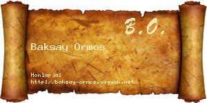 Baksay Ormos névjegykártya